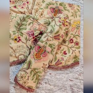 Waverly Valance Set Of Two Floral Tan Red Peach Green Rod Pocket 2 NWOT Ribbon